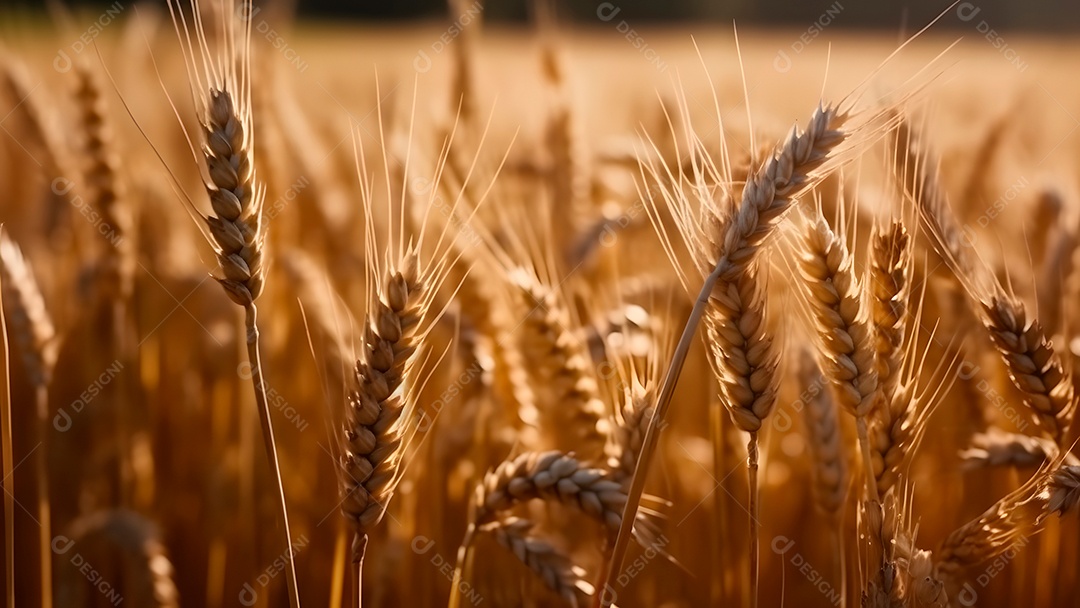 Espigas de trigo maduras em um dia ensolarado,