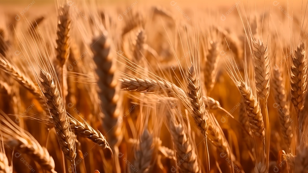 Espigas de trigo maduras em um dia ensolarado,