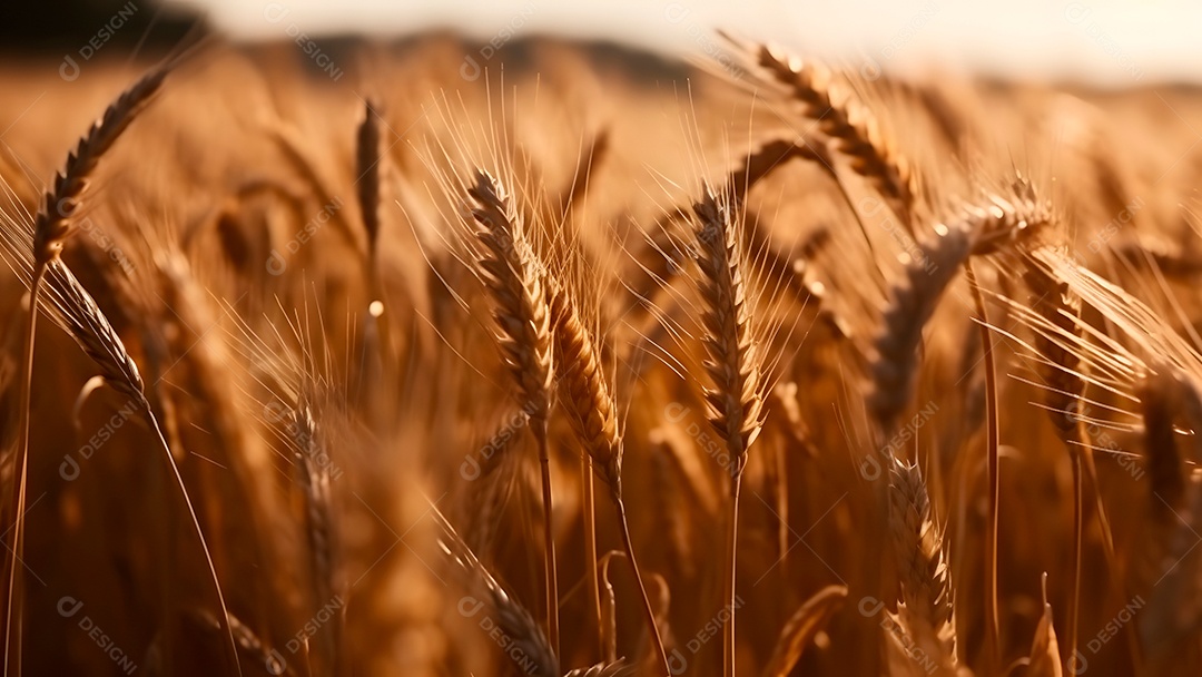 Espigas de trigo maduras em um dia ensolarado,