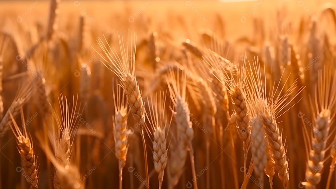 Espigas de trigo maduras em um dia ensolarado,