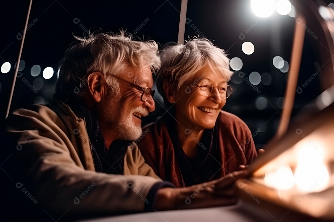 Lindo casal de idosos se divertindo
