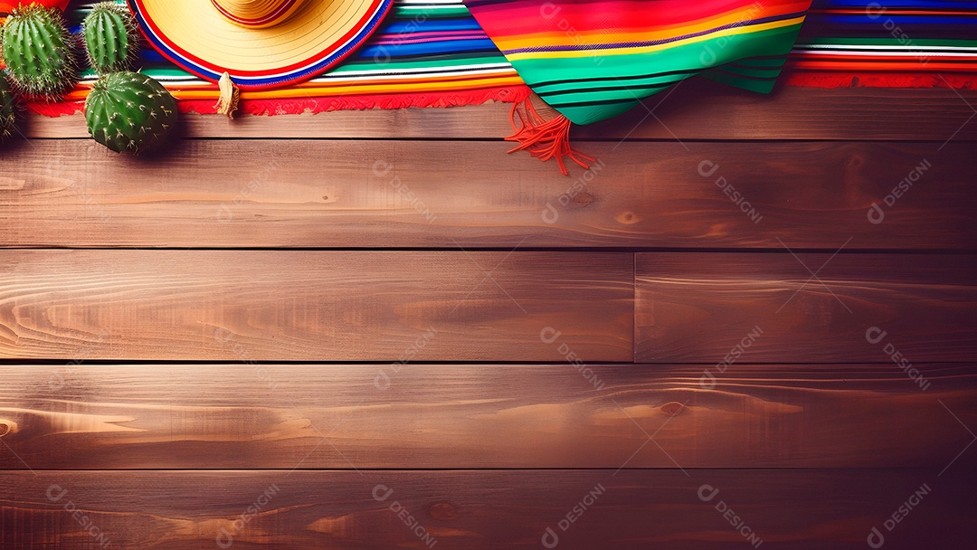 Chapéu mexicano em uma mesa de madeira