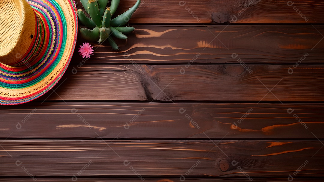 Chapéu mexicano em uma mesa de madeira