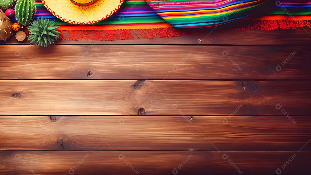 Chapéu mexicano em uma mesa de madeira