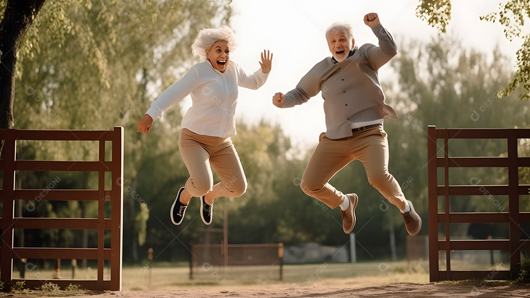 Lindo casal de idosos se divertindo