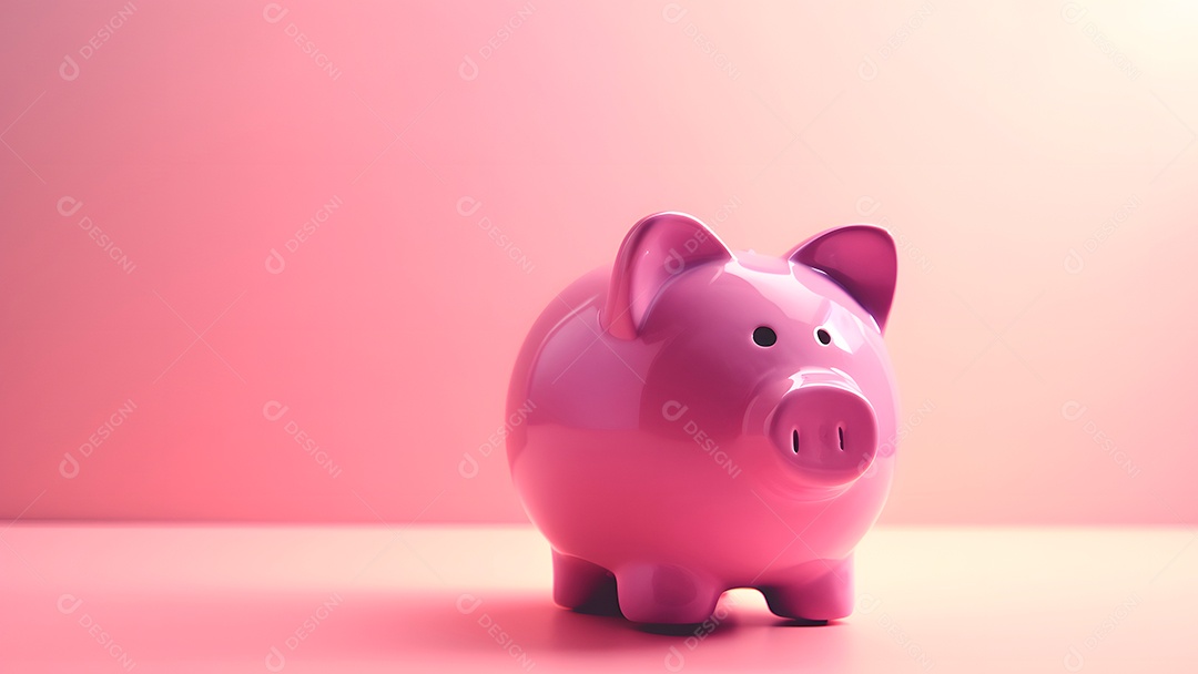 Cofrinho rosa para conceito de poupança.