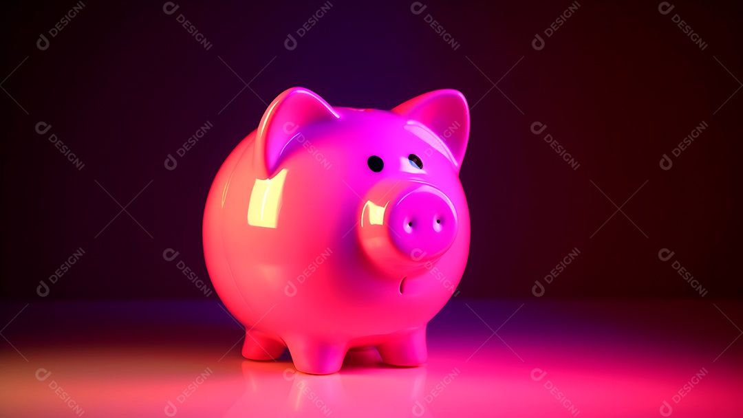 Cofrinho rosa para conceito de poupança.