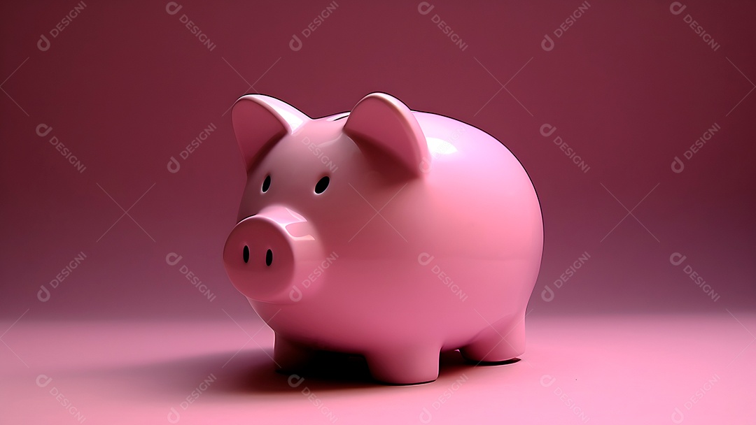 Cofrinho rosa para conceito de poupança.