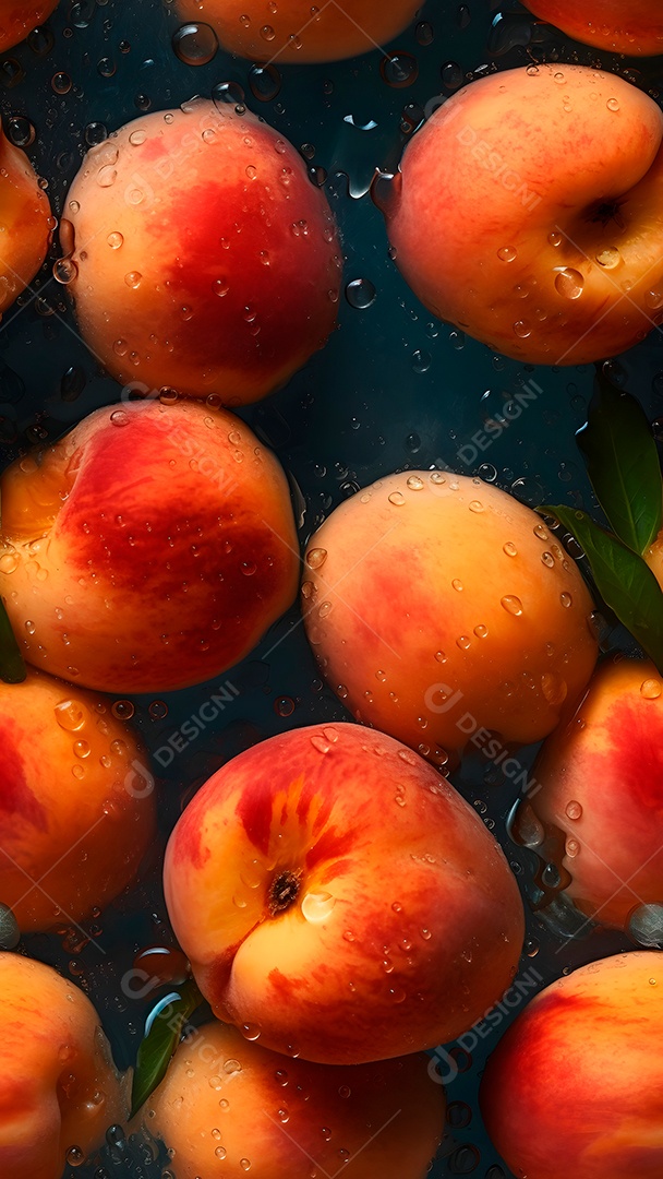Maçãs douradas frescas com gotas dágua em close-up, fundo e textura sem emendas