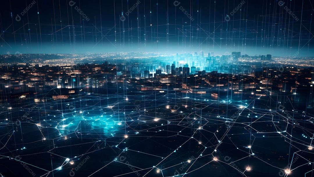 Dados digitais gráficos abstratos em fundo escuro.