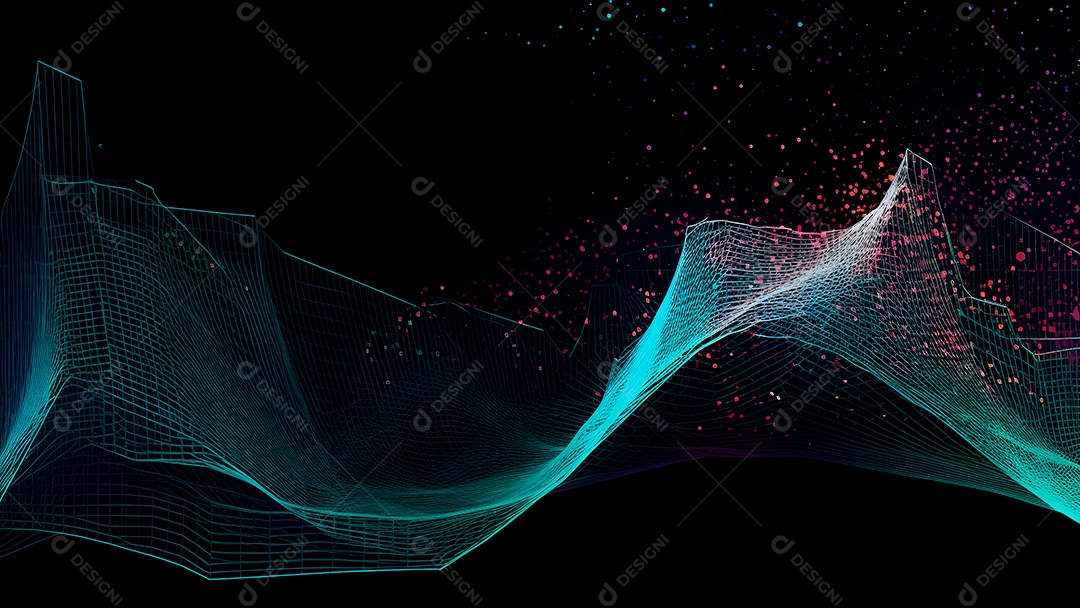 Dados digitais gráficos abstratos em fundo escuro.