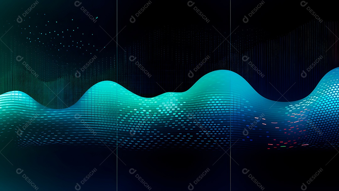 Dados digitais gráficos abstratos em fundo escuro.