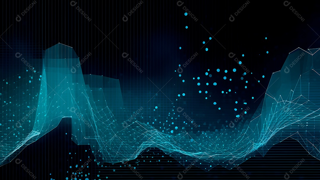 Dados digitais gráficos abstratos em fundo escuro.