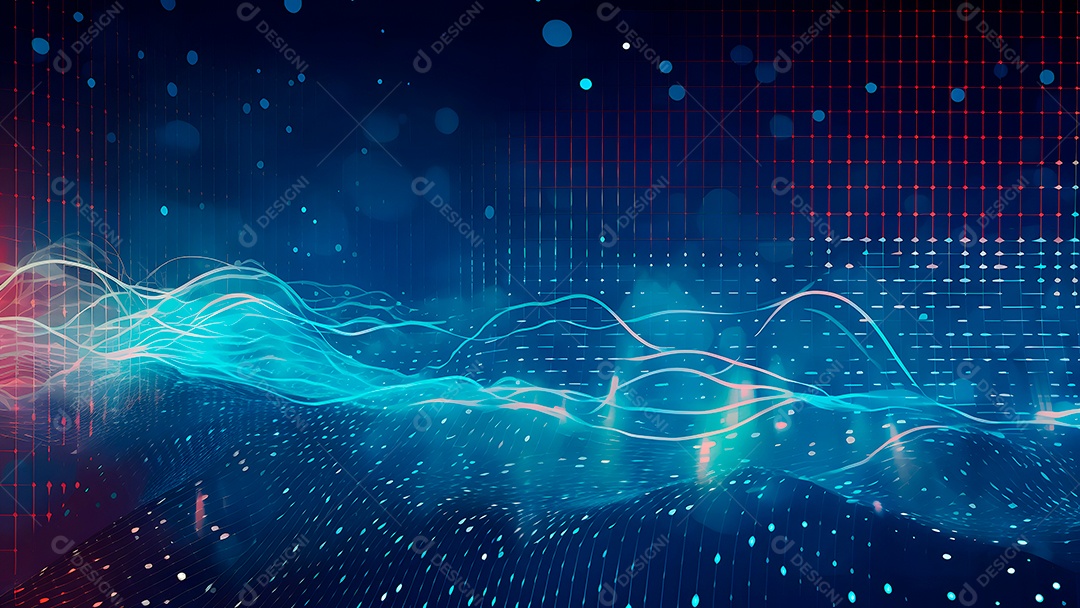 Dados digitais gráficos abstratos em fundo escuro.