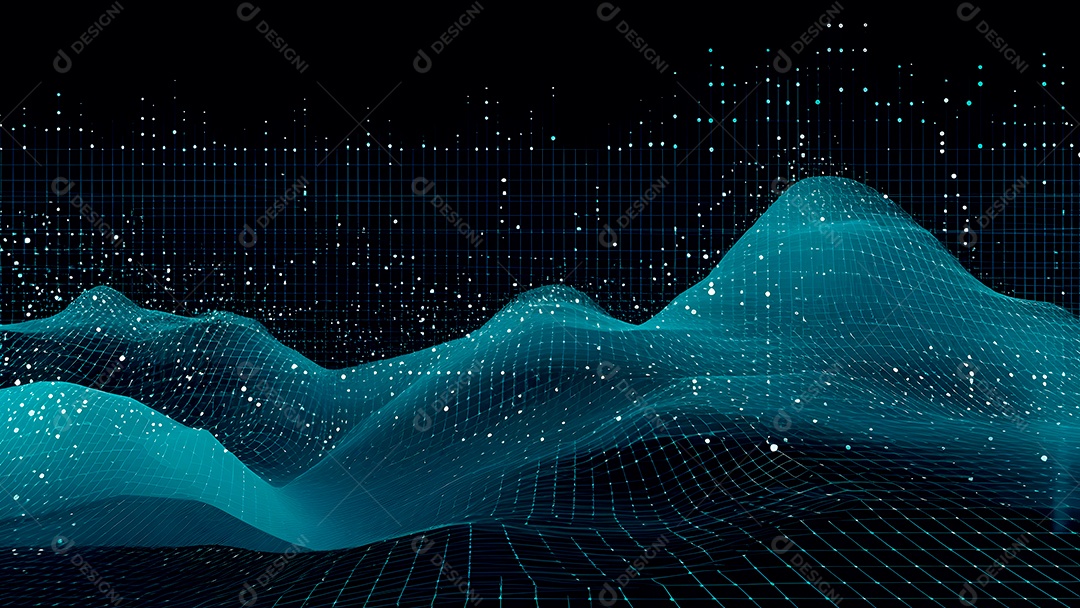 Dados digitais gráficos abstratos em fundo escuro.