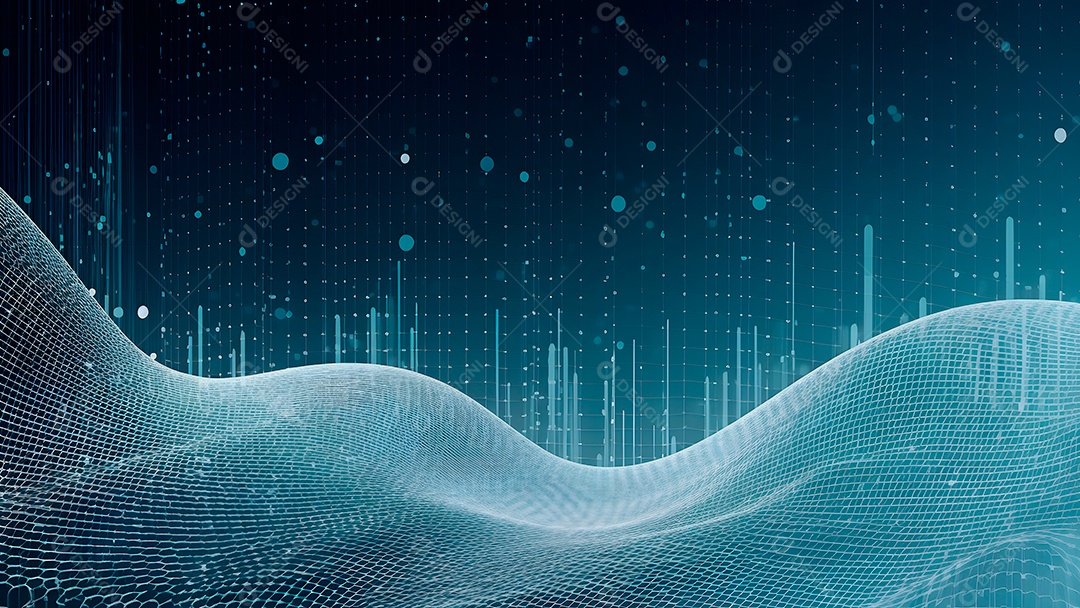 Dados digitais gráficos abstratos em fundo escuro.