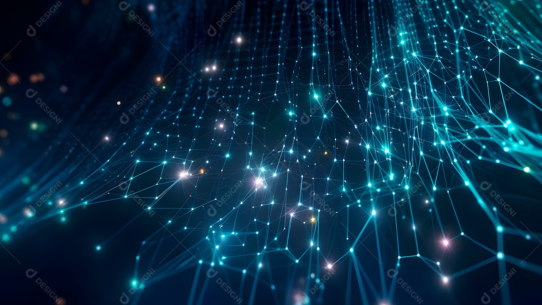 Dados digitais gráficos abstratos em fundo escuro.