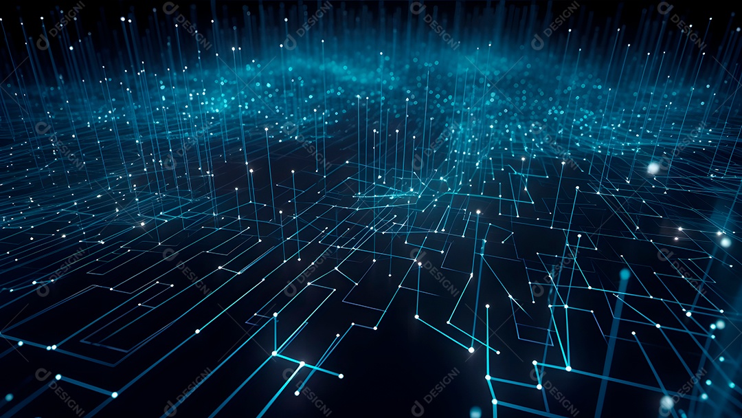 Dados digitais gráficos abstratos em fundo escuro.