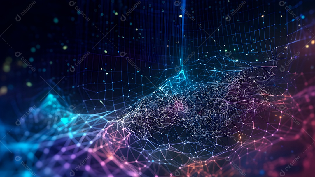 Dados digitais gráficos abstratos em fundo escuro.