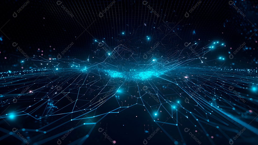 Dados digitais gráficos abstratos em fundo escuro.