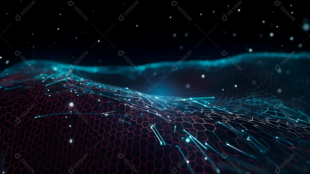 Dados digitais gráficos abstratos em fundo escuro.