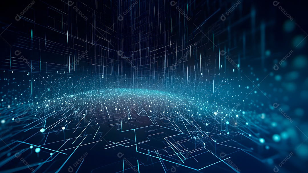 Dados digitais gráficos abstratos em fundo escuro.