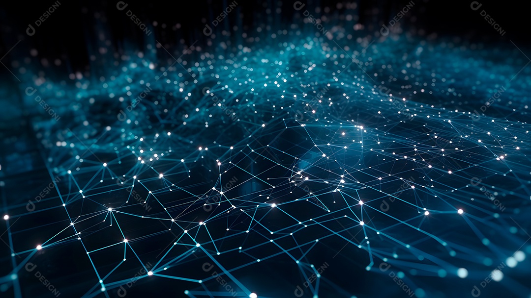 Dados digitais gráficos abstratos em fundo escuro.