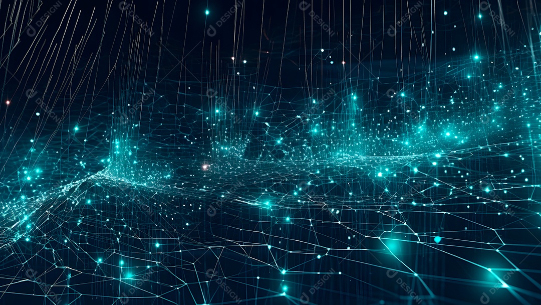 Dados digitais gráficos abstratos em fundo escuro.