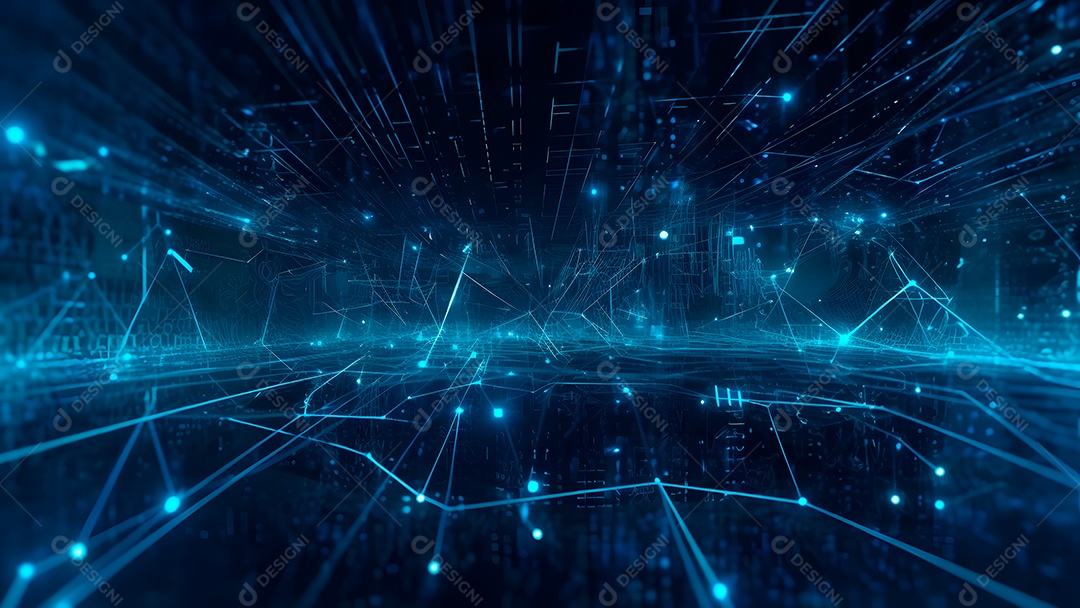 Dados digitais gráficos abstratos em fundo escuro.