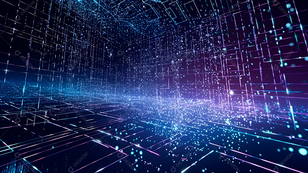 Dados digitais gráficos abstratos em fundo escuro.