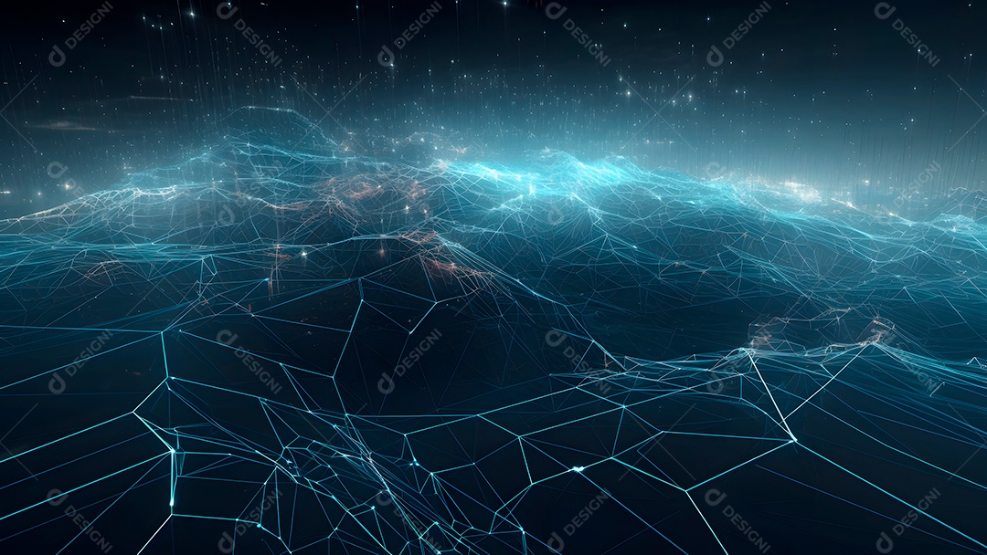 Dados digitais gráficos abstratos em fundo escuro.