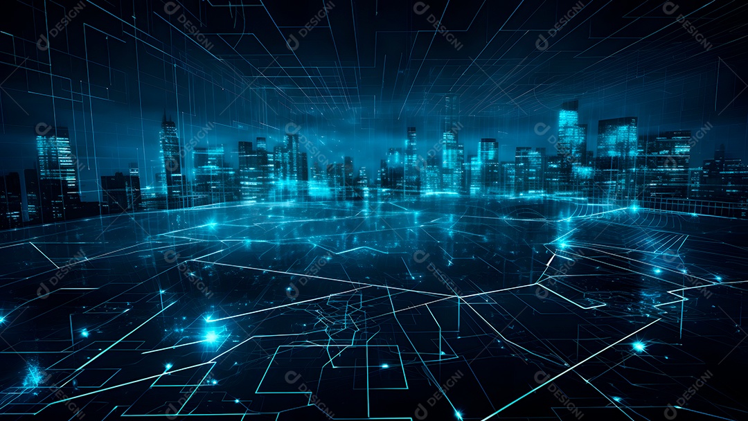 Dados digitais gráficos abstratos em fundo escuro.