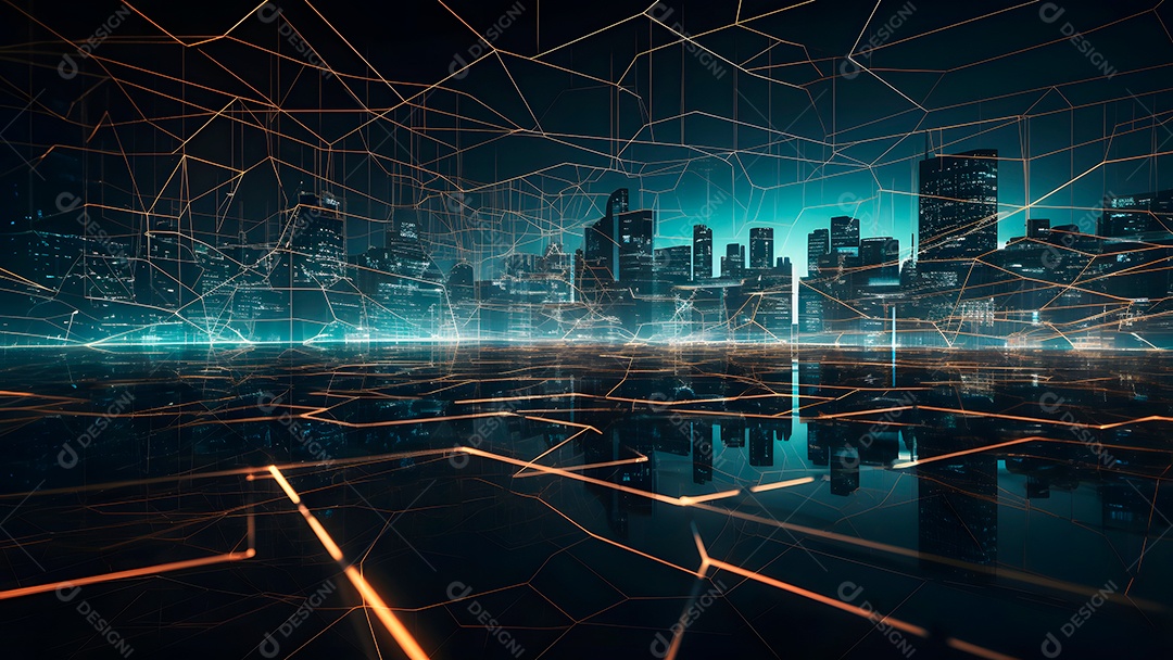 Dados digitais gráficos abstratos em fundo escuro.