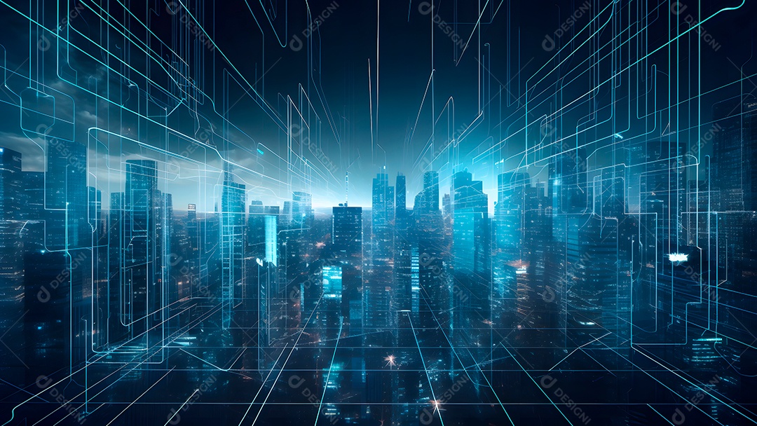 Dados digitais gráficos abstratos em fundo escuro.