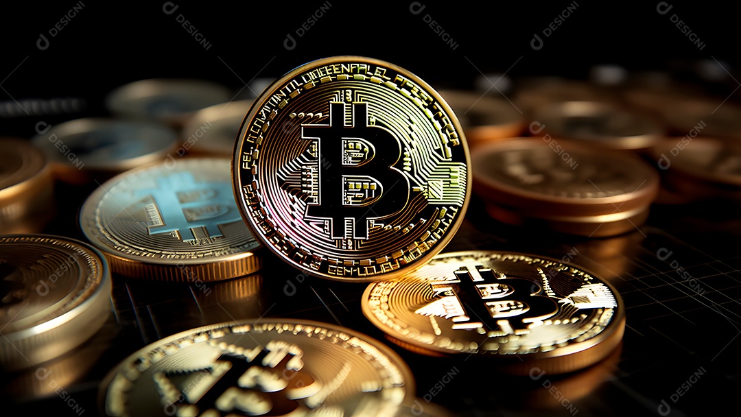 Bitcoin brilha em um laptop em frente a um gráfico de preços