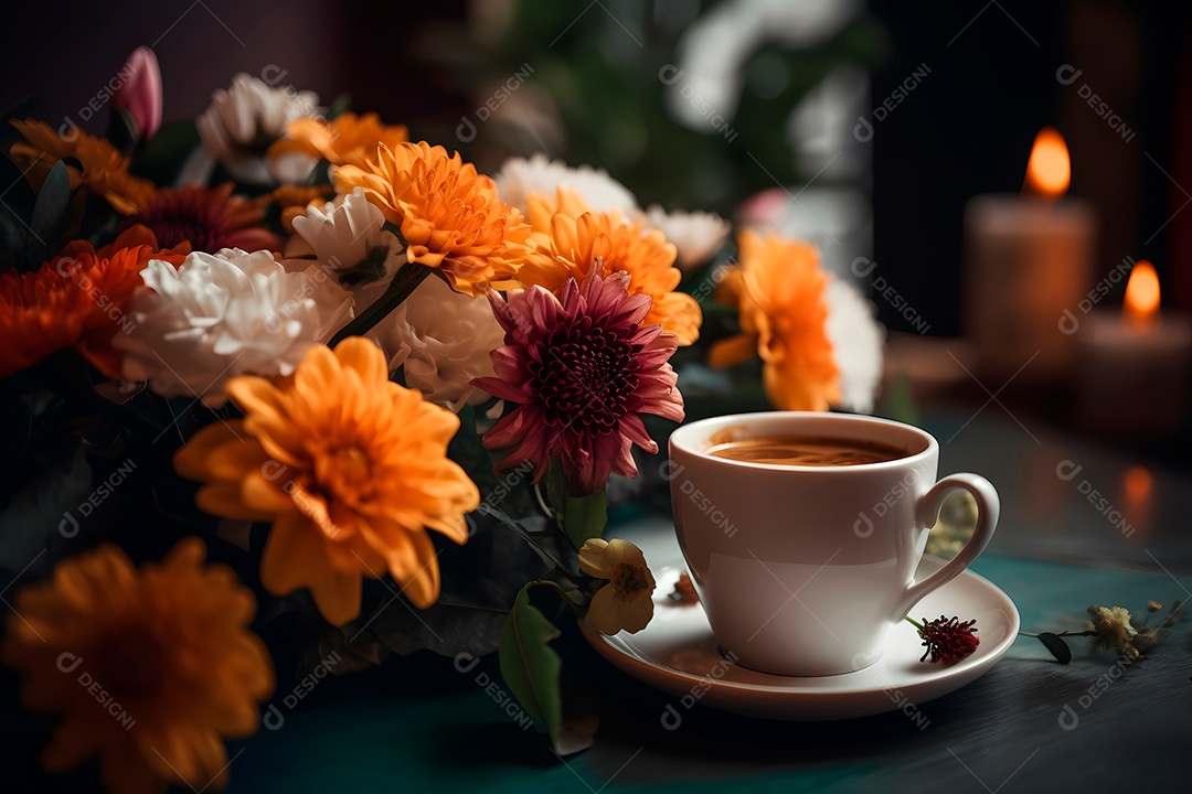 Mesa de casamento estilosa, decorada com velas e flores.