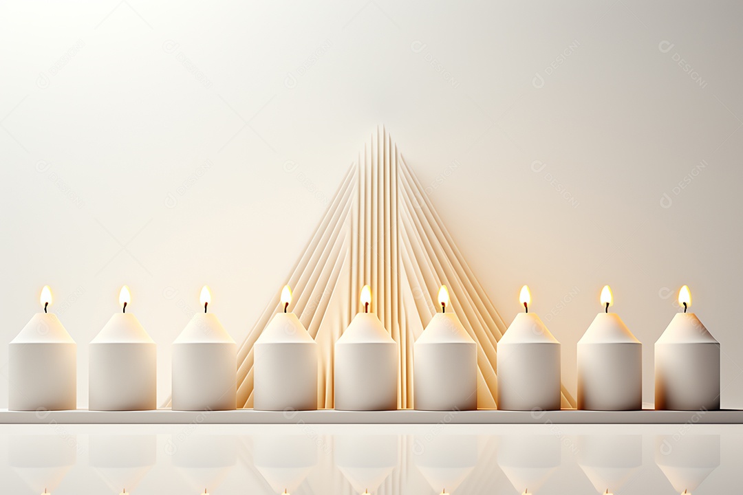 Feliz feriado de celebração de hanukkah, festival judaico de fundo de luzes para convite de cartão estilo mínimo