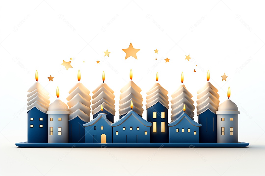 Feliz feriado de celebração de hanukkah, festival judaico de fundo de luzes para convite de cartão estilo mínimo