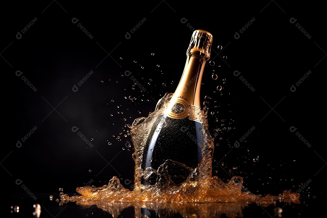 Garrafa de bebida em uma mesa