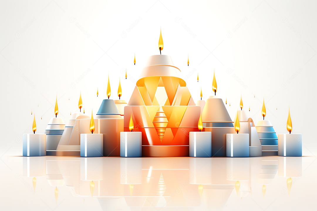 Feliz feriado de celebração de hanukkah, festival judaico de fundo de luzes para convite de cartão estilo mínimo