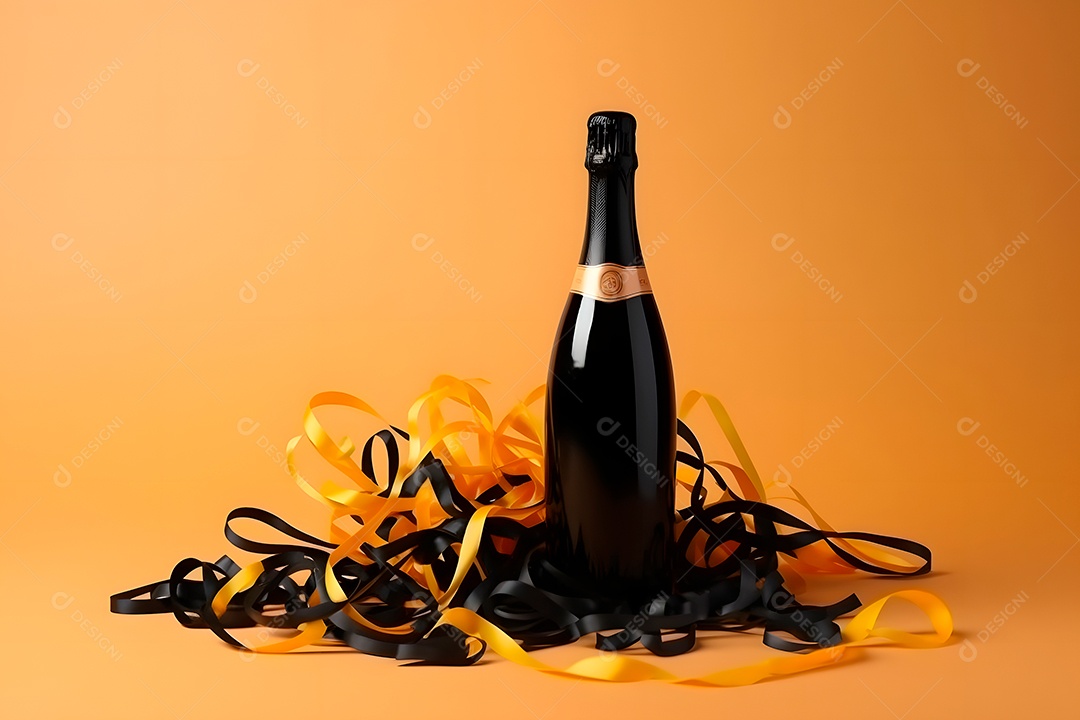 Garrafa de bebida em uma mesa