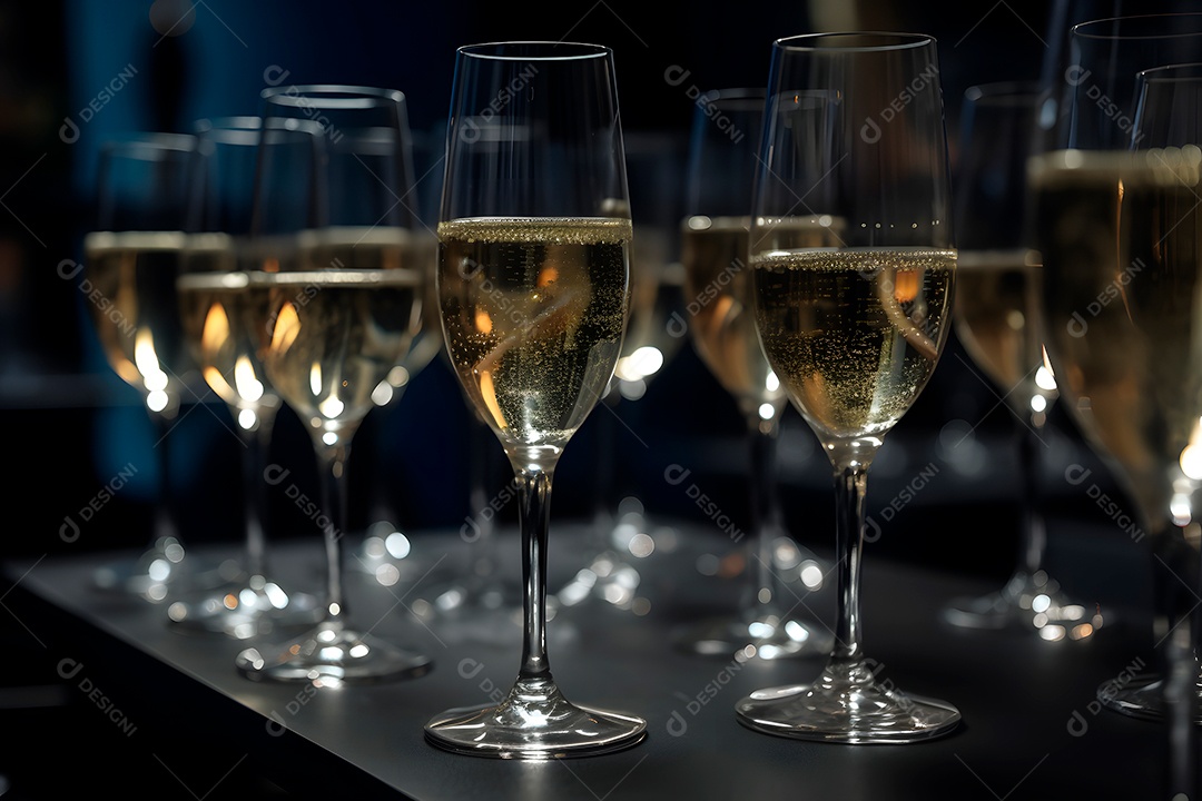 Bebidas em uma taça em um balcão de bar