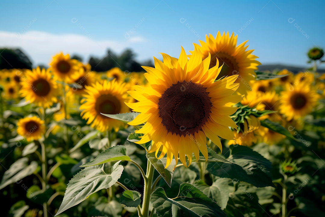 Lindas Girassóis em um campo