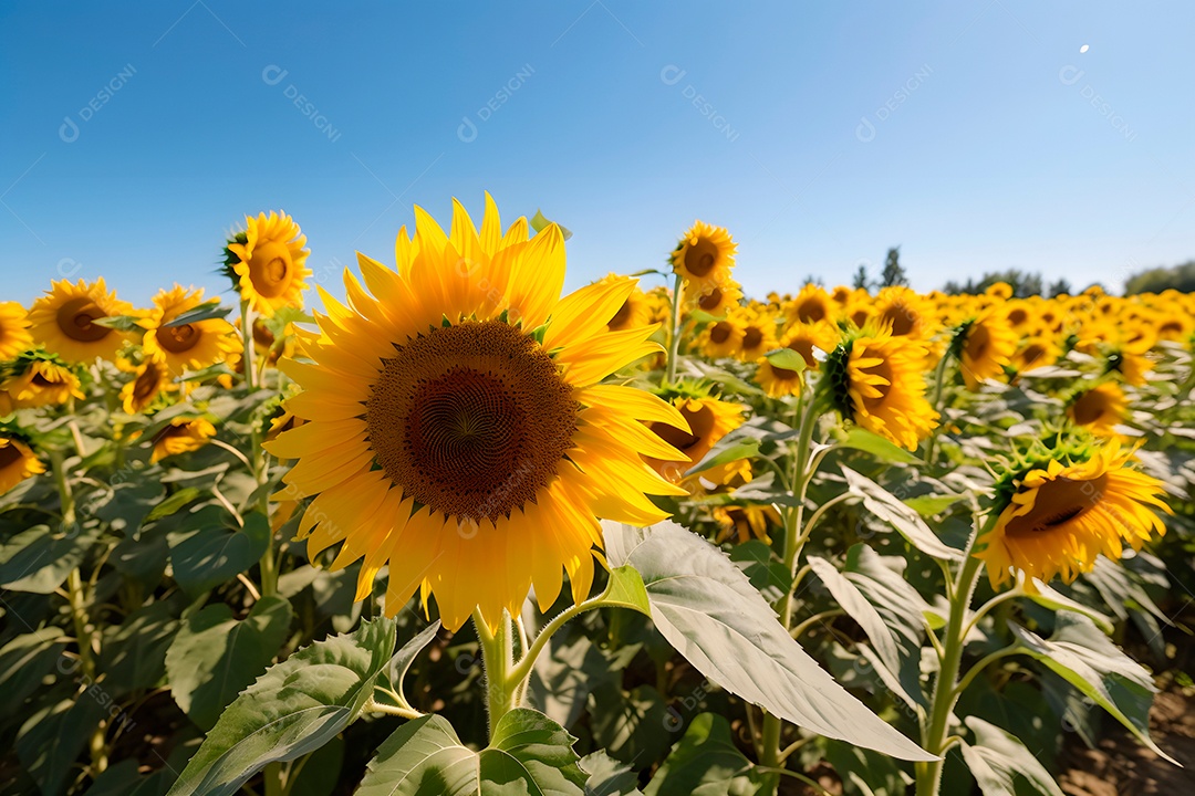 Lindas Girassóis em um campo