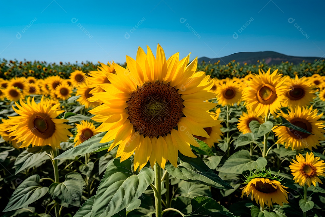 Lindas Girassóis em um campo