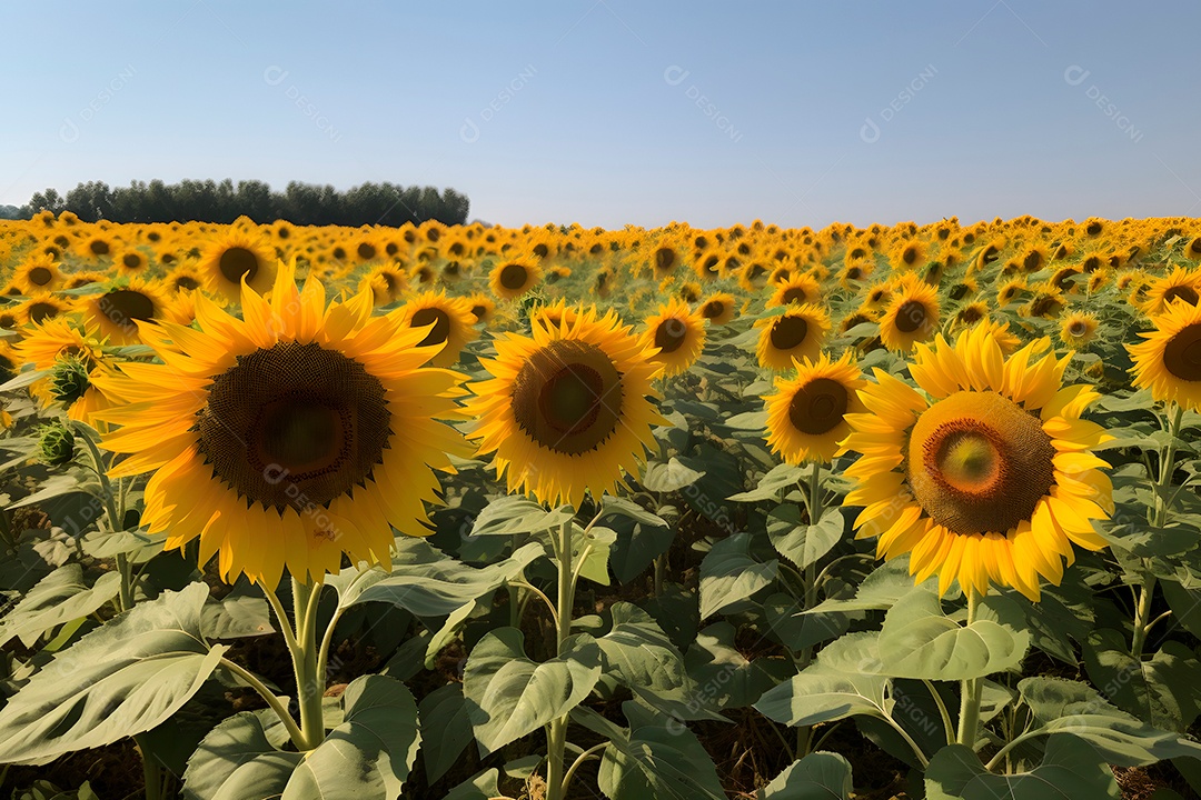 Lindas Girassóis em um campo
