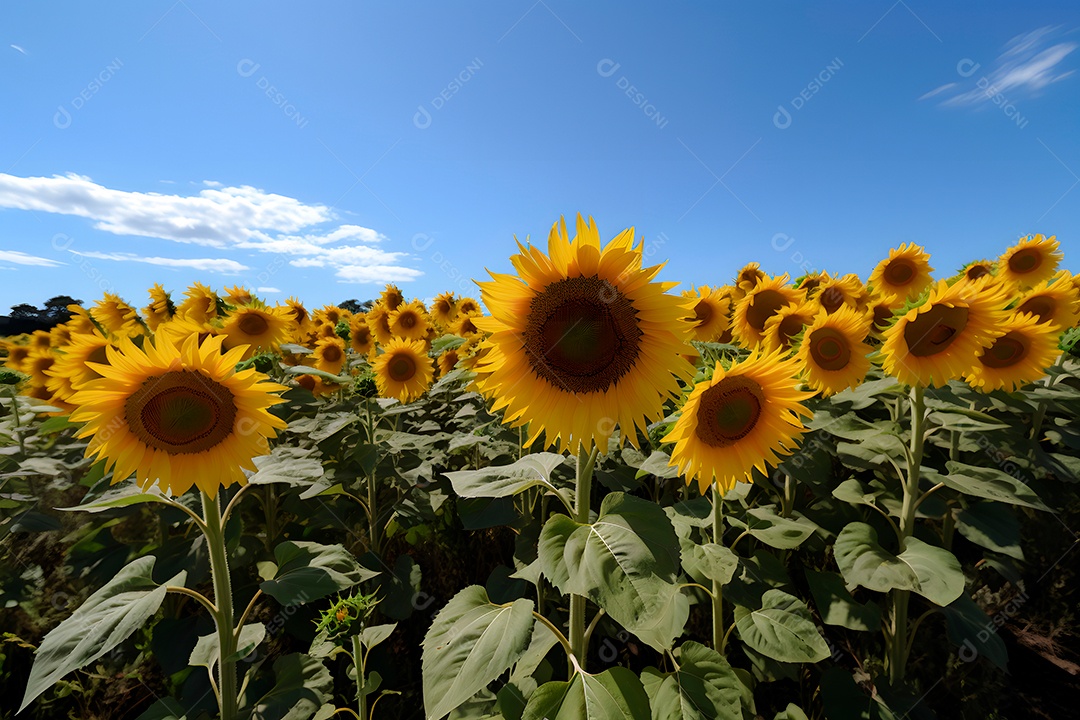Lindas Girassóis em um campo