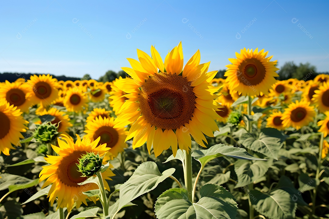 Lindas Girassóis em um campo