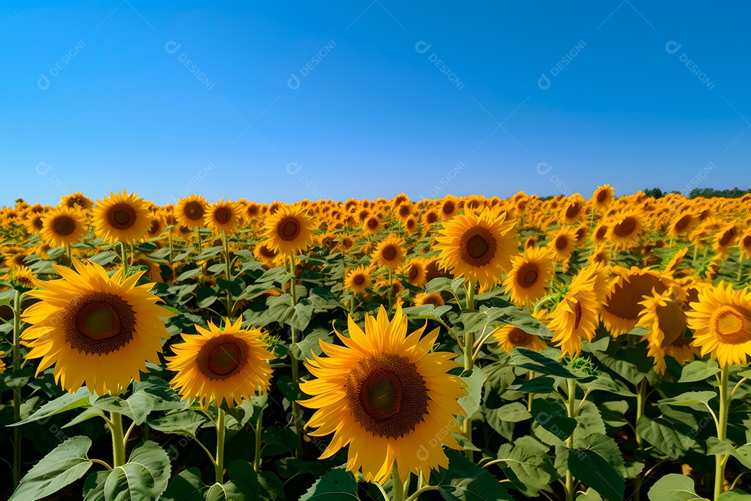 Lindas Girassóis em um campo