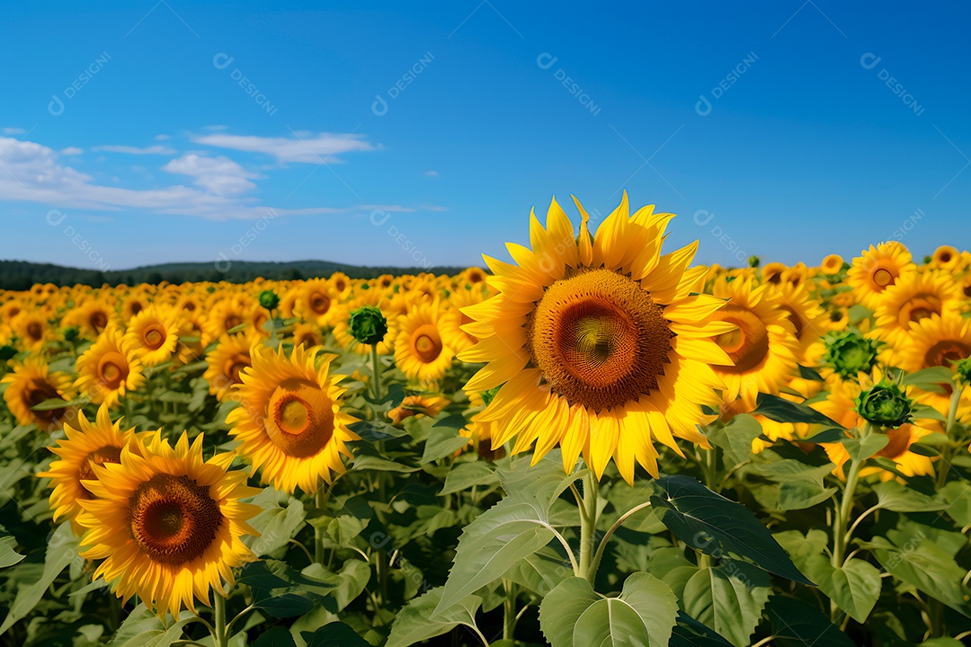 Lindas Girassóis em um campo